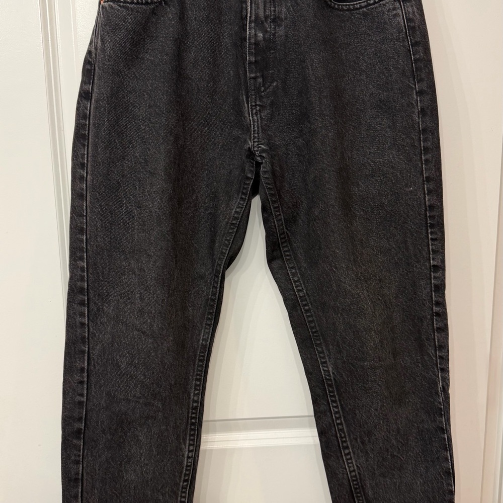 Zara Women's Washed Black High Waist Mom Jeans